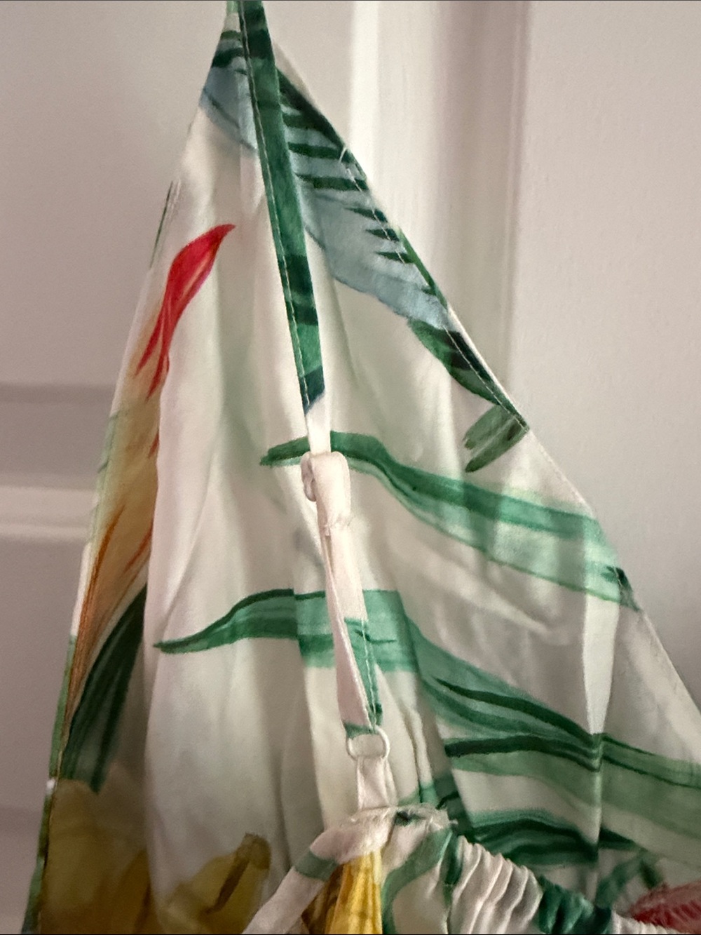 H&M White Midi Dress with Green Leaf & Yellow Floral Print - Picture 4 of 5